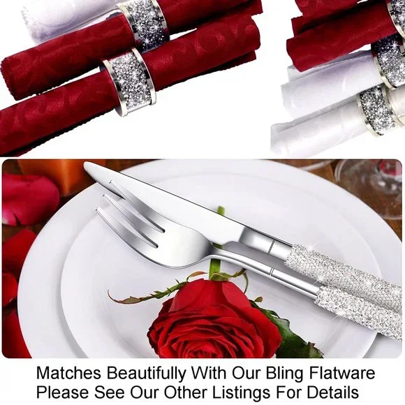 NEW Sparkling Bling Crystal Rhinestone Dinner Napkin Rings Place Setting…